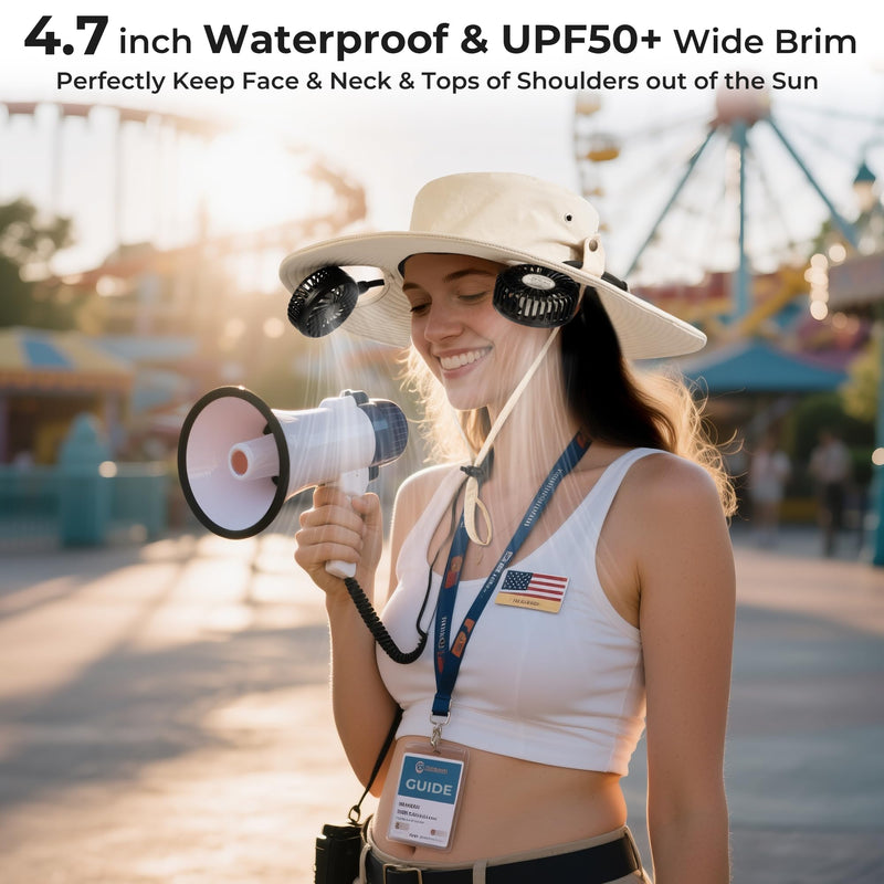 AMACOOL 2-in-1 Bucket Hat Fan with Detachable Neck Fan, UPF 50+ Wide Brim Sun Hat, Father's Day Gifts for Dad Husband, Fishing Essentials 2026 for Men Women Camping Hiking Beach Gardening Outdoor