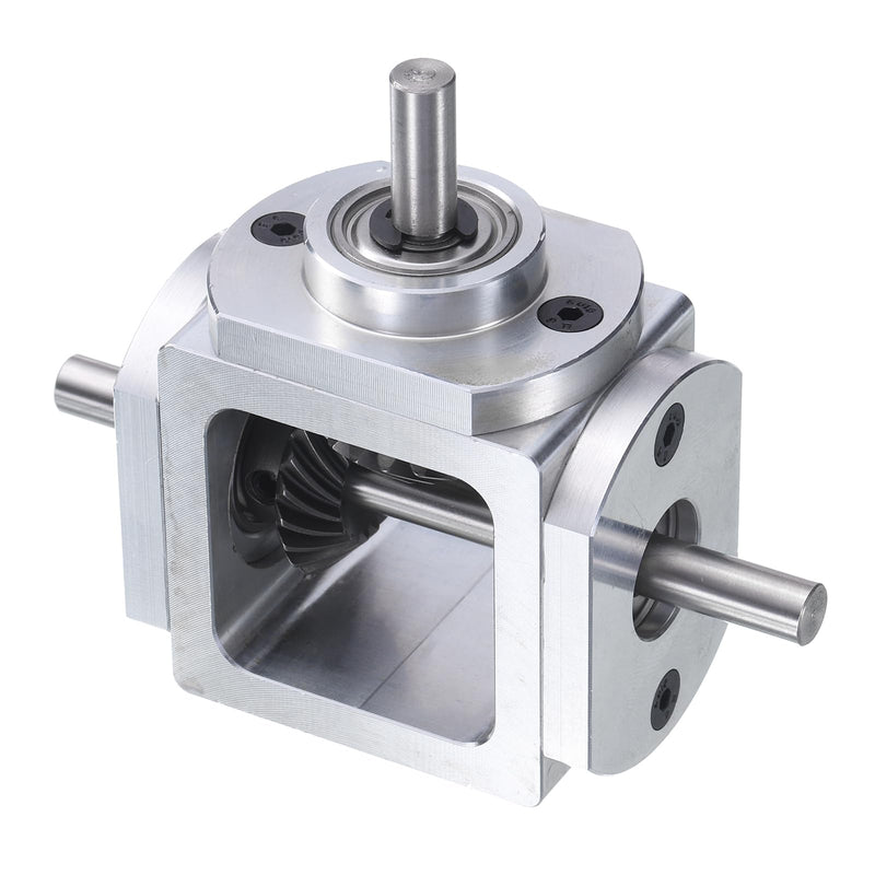 uxcell Gear Box 90 Degree Right Angle Bevel Gearbox 1:1 Forward Double Output Shaft 1 Module 20 Teeth Bevel Gear Aluminum Frame Simple Mechanical DIY Module with 6mm Shaft