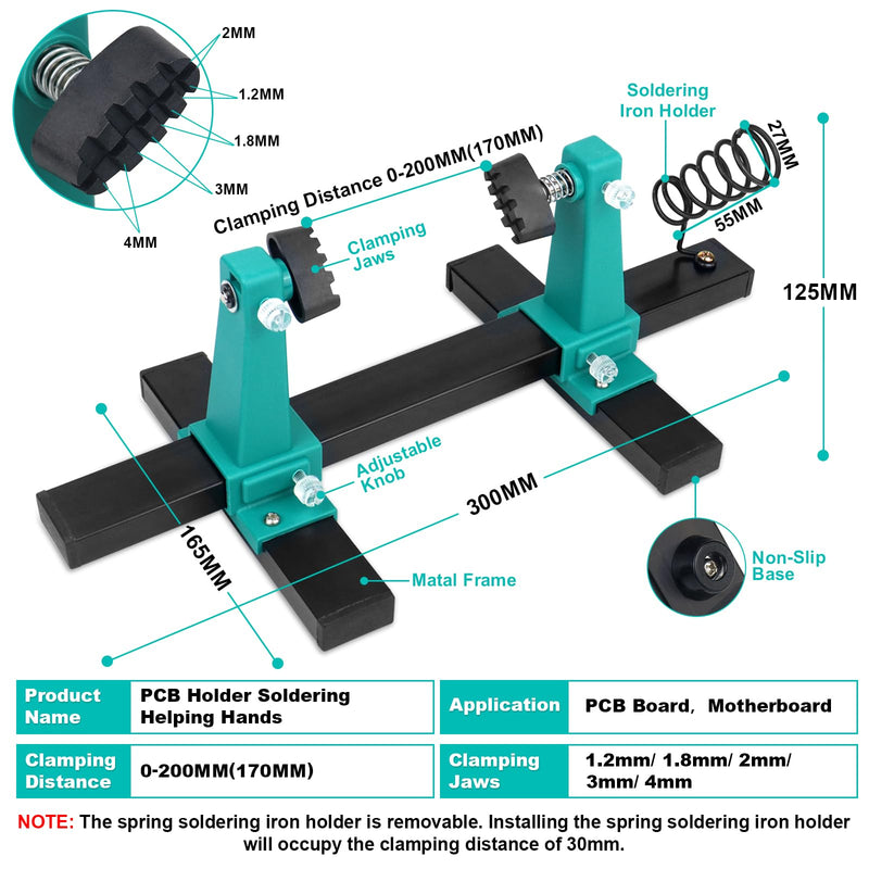 Circuit Board Soldering Kit, PCB Holder Soldering Helping Hands, 360 Degree Rotatable Solder Holder, for Clamping Printed Circuit Board Motherboard Perf Board (1.2mm 1.8mm 2mm 3mm 4mm)
