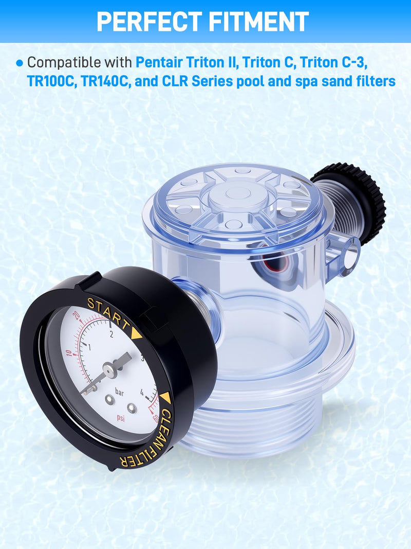 273564Z Manual Air Relief Assembly Clear Body Compatible with Pentair Triton II, Triton C, Triton C-3, TR100C, TR140C, and CLR Pool Spa Sand Filters