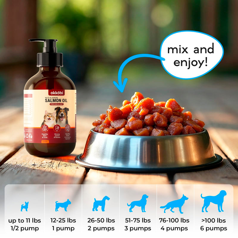 Wild Alaskan Salmon Oil for Dogs & Cats - Pure Fish Oil for Dogs with Omega 3, EPA & DHA Supplements for Skin & Coat, Heart & Immune System, Joint and Brain Support - 8.5 oz