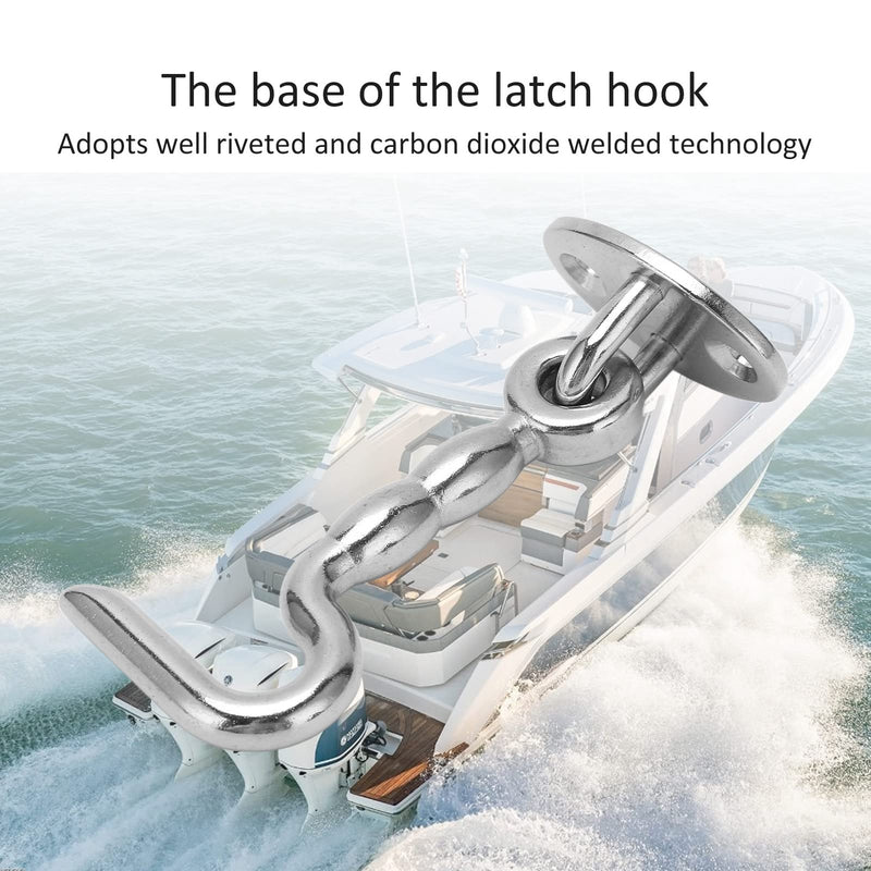 77.5mm/3.05 in Stainless Steel Boat Door Latch Hook with Eye Latch Heavy Duty Hook Eye Latch Solid Thickened Design for Boat Ship Yacht,for Door Window Cabinet