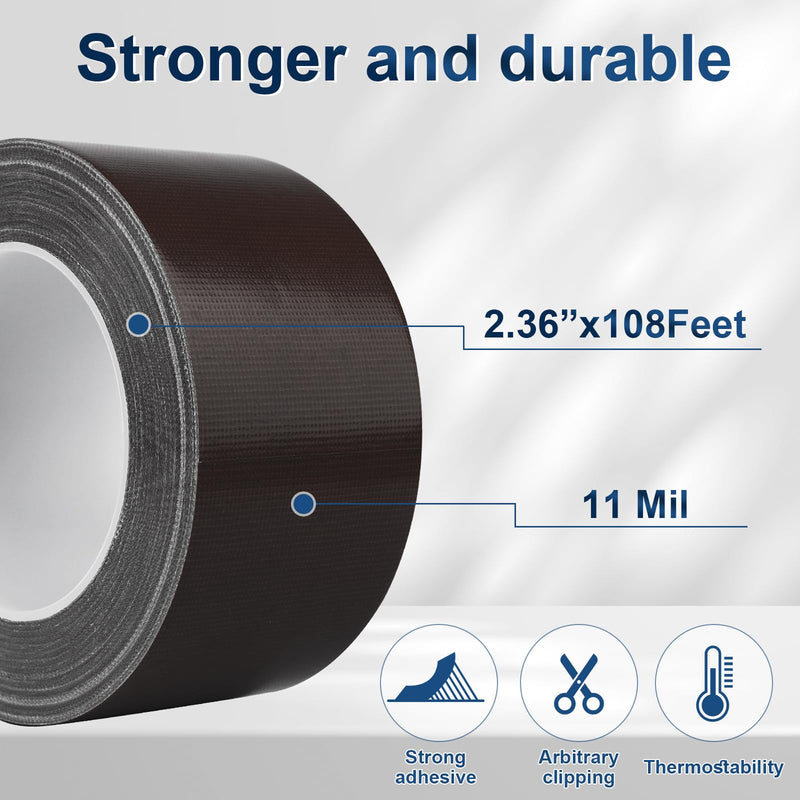 Dark Brown Duct Tape Heavy Duty, 2.36 Inch x 36 Yard Waterproof Strong Adhesive Duct Tape for Indoor Outdoor Repairs Tear by Hand, 1 Roll Dark Brown