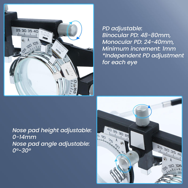 Optical Adjustable Trial Lens Frame Full Function Optometry Frame (PD: 48-80mm) - Suitable for Optometrists