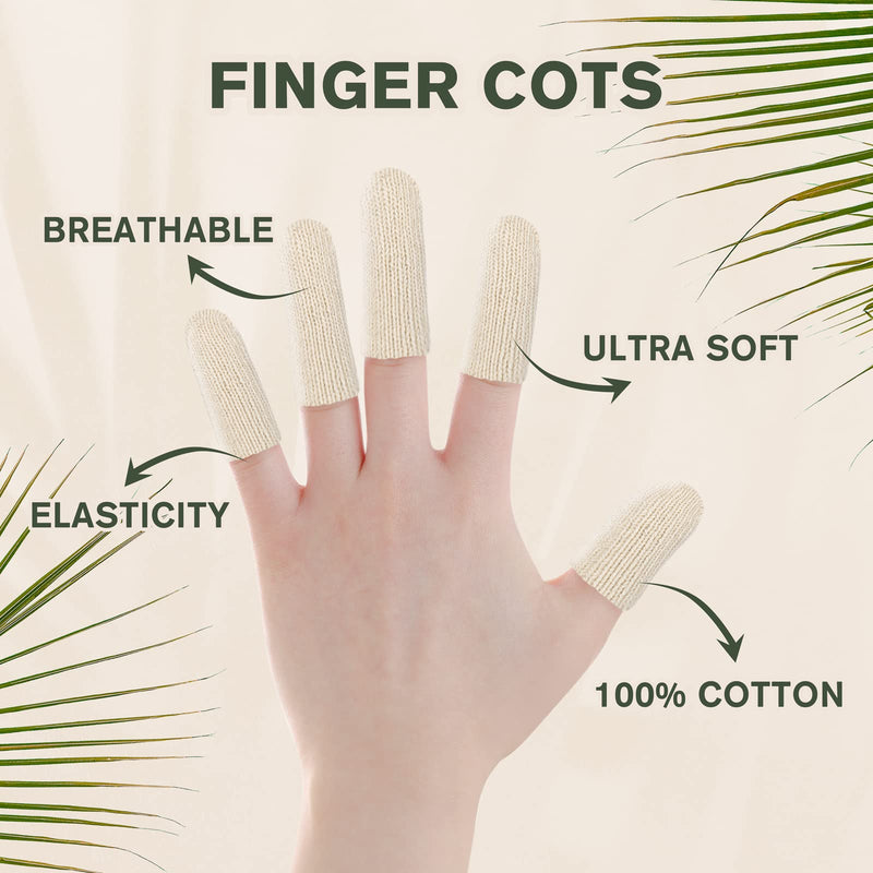 Evridwear 20PCS Premium Cotton Comfort Cushion Finger Toe Thumb Cot Sleeves Protect Fingertips Hand Eczema Skin Cracking Calluses Wicks Moisture Jewelry Clean Smudges (Short Length) 20 Count (Pack of 1)