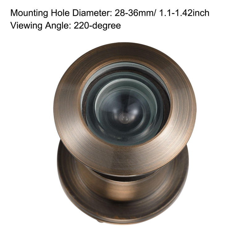 uxcell Brass Door Viewer Peephole 220-degree with Rotating Cover for 1-3/5 to 2-1/6 Inch Doors, Antique Brass Finish