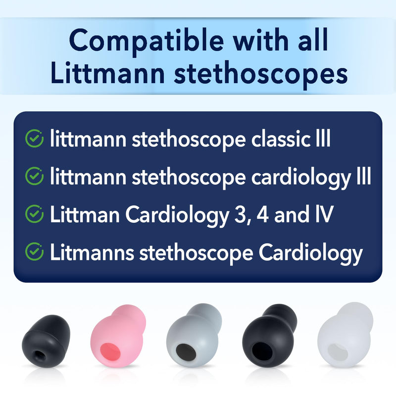 12Pcs Stethoscope Ear Tips Replacement for Littmann, Small/Medium/Large Ear Tips for Littman Compatible with Classic III, Cardiology 3, 4, & IV, Soft Stethoscope Ear Tips for Littmann