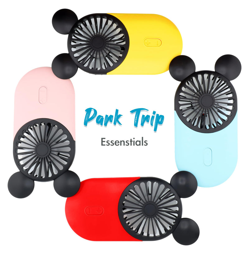 Cute Handheld Mini USB Fan, Rechargeable Portable Fan, 3 Adjustable Speeds and Wearable Accessories, Pocket Size for Indoor Or Outdoor Activities, 3 Pack (Red+Yellow+Blue) Red+Yellow+Blue