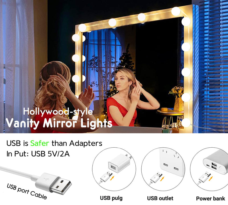 22.6ft Led Vanity Mirror Lights with 14 Dimmable Light Bulbs Makeup Vanity Lights for Big Long Mirror,Mirror Not Included
