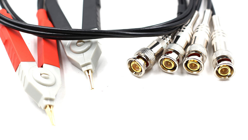 Chiloskit Terminal Kelvin Clip Wires with 4 BNC LCR Meter Test Lead Cable Probe Set Standard Plug