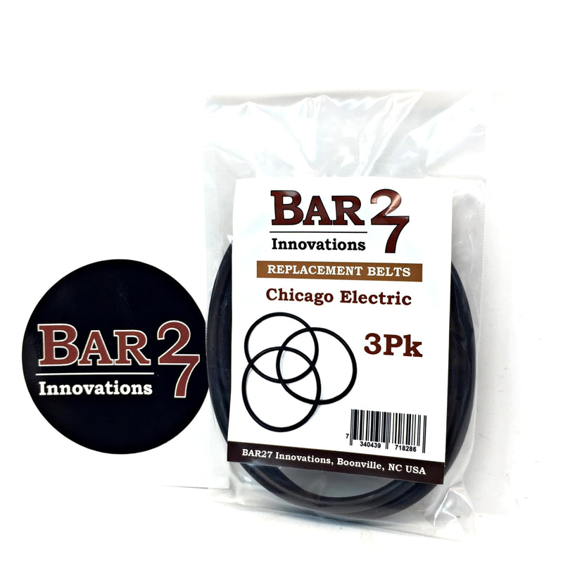 Bar27 Brand 3 Pack Replacement Drive Belts for Chicago Electric Central Machinery ABN Viyuki Rock Tumblers