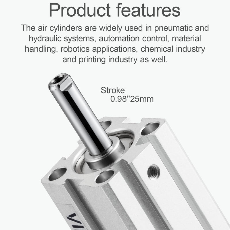 Pneumatic Air Cylinder 20mm Bore 25mm Stroke, Thin Air Cylinder Double Action Hydraulic SDA 20 X 25 20mm x 25mm