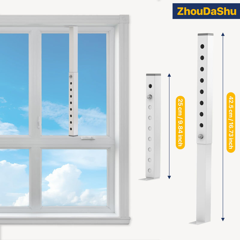 Adjustable Window Lock Bar, Shorter Window AC Security Bars for Child Safety, Window Stoppers for Small Vertical Sliding Windows/Dog Door, Extends from 9.8-16.7 in (Steel 1 Pcs) 1 Piece