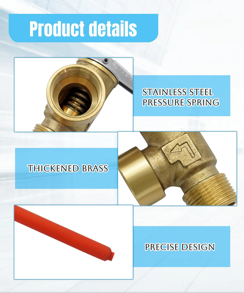 Temperature and Pressure Relief Valve with Extended Probe Fits For Suburban 3/4" NPT Thread RV Water Heaters Parts (150 PSI)