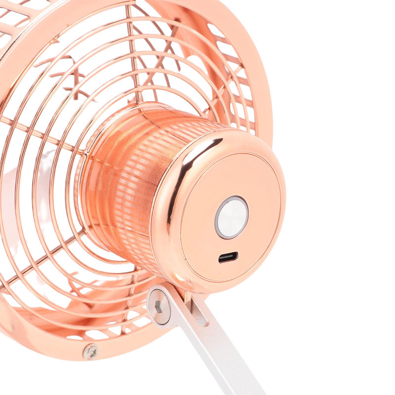 Small Quiet USB Desk Fan 3 Speed Retro Metal Fan for Home Office Nightstand Bedroom Iron 1pc (Rose Gold) Rose Gold
