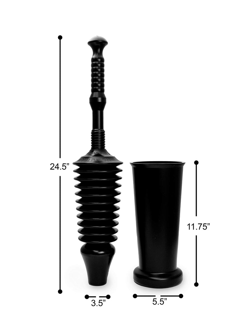 Master Plunger MP1600-TB 1.6 Gallon Low Flush Toilet Plunger with Funnel Nose Design. Tall Bucket included, Black