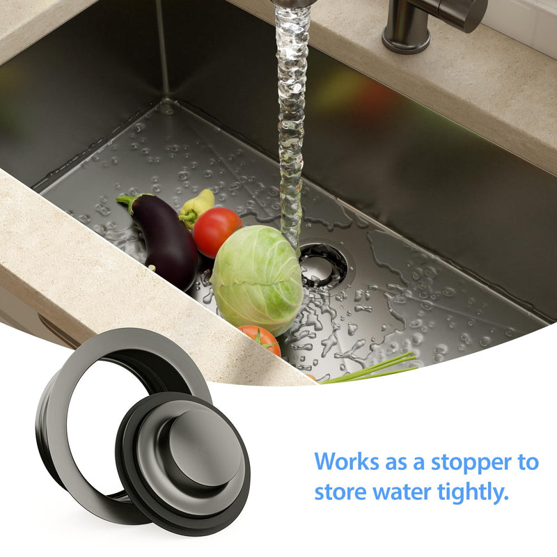 Lordear Kitchen Sink Stopper Flange Gunmetal Black Stainless Steel Garbage Disposal Stopper Fit 3-1/2 Inch Standard Sink Drain Hole Sink Flange Replacement Accessories Short
