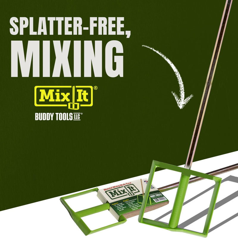 Buddy Tools Mix It, 18" Length – Mud Mixer with Durable ABS Paddle – Efficient Paint Mixer for Drill – Easy-to-Use & Rust-Resistant Mixing Paddle for Mud, Paint, and More