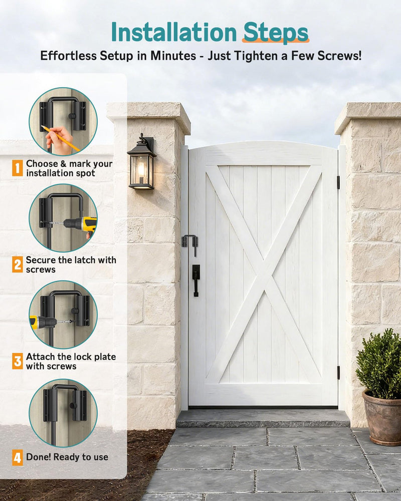 U-Shaped Sliding Door Lock 90/180 Degree Aluminum Alloy Home Security Gate Latch with Deadlocking Latch & Screws Included for Patio, Barn, Shed, Window (Black-2 Pcs) Black-2 Pcs