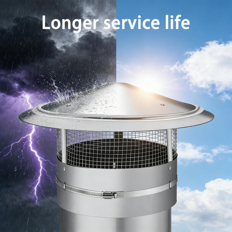 6 Inch Round Chimney Cap,Adjustable Roof Cap for Vents,Chimney Cap with Screen in Stainless Steel,Round Rain Cap for All-Round Chimney Protection,Round Roof Rain Chimney Cover,6 Inch Round Chimney Cap 6 INCH
