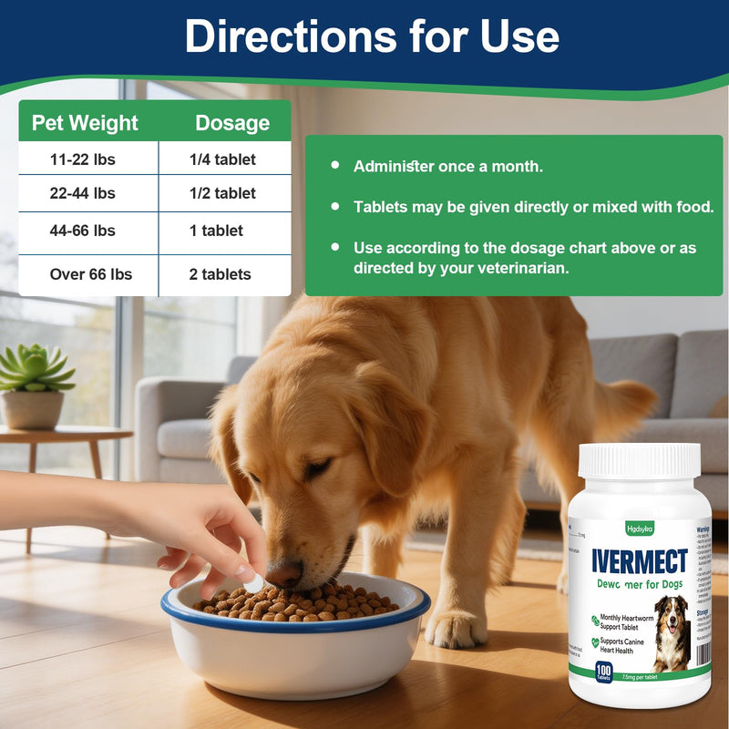 lvermect Tablets for Dog, Supports Canine Heart Wellness, Promotes Circulatory Cardiovascular System, Broad Spectrum Digestive Immune Support, Monthly Wellness Formula, Easy-to-Use Tablets 100 Count