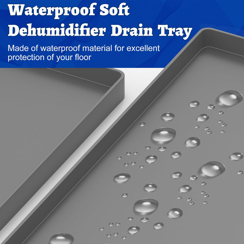 Dehumidifier Mat for Home Dehumidifiers, Mini Dehumidifier Drain Pan Prevent Leaks, Waterproof De humidifier Tray, Non-Slip Drain Mat Prevents Water from Pooling Underneath, Grey, 12"x10"