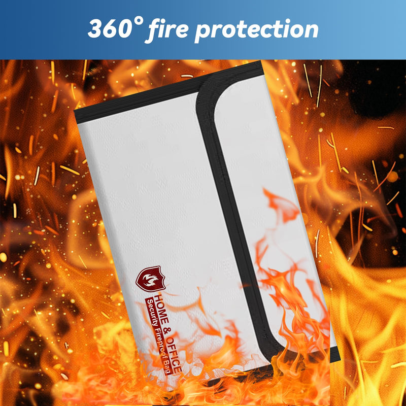 2-Pack Fireproof Document Bag and Fire Proof Money Bag for Cash 8.07x4.84’’,High Temperature Resistance up to 2000°F,Non-Itchy Silicone Coating,Fire and Water Protection for Cash,Passports,Documents
