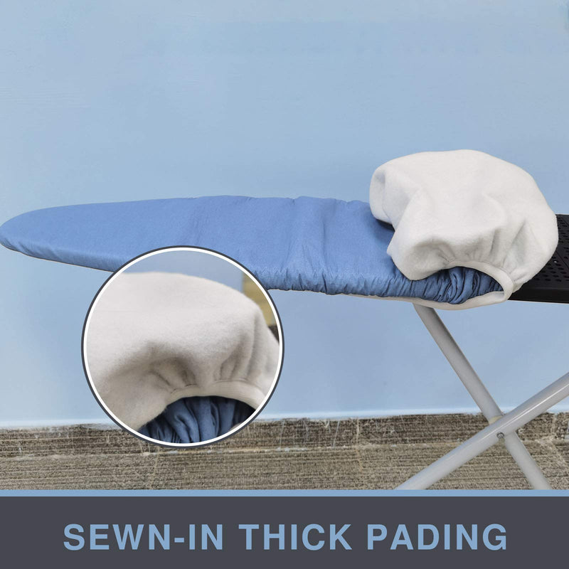 Ironing Board Cover and Pad, Standard Size 15x54, Thick Padding, Elastic Edge, Silicone Coated, Resist Scorching and Staining, Adjustable Fastener, Heavy Duty Padded Iron Board Covers (Blue) Blue 15" x 54"