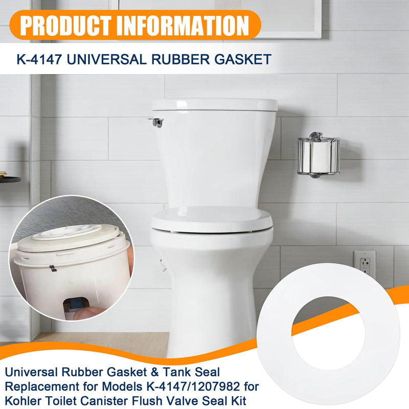 6 Pack Tank Seal Replacement for K-4147/1207982 for Kohler Toilet | Universal Rubber Gasket, for Most Canister Style Flush Valves to Stop Leaks, for Kohler Toilet Canister Flush Valve Seal Kit 6 Pack