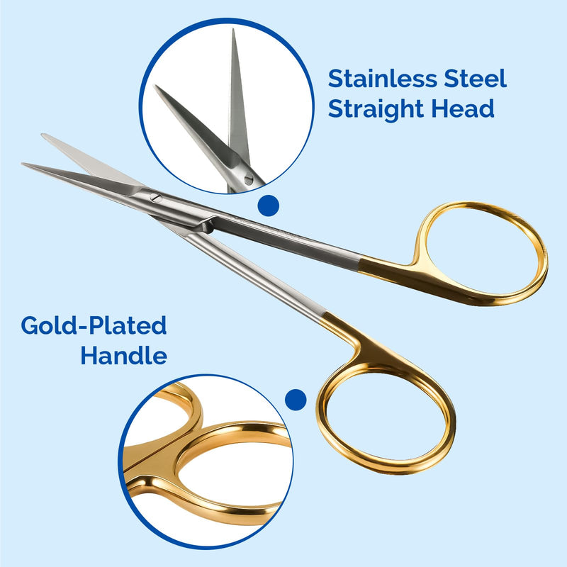 JMU Iris Micro Dissecting Scissors 4.5" Straight, Stainless Steel Surgical Gum Tissue Scissors with Gold Ring, for Trimming Gum Tissue During Dental Procedure 1
