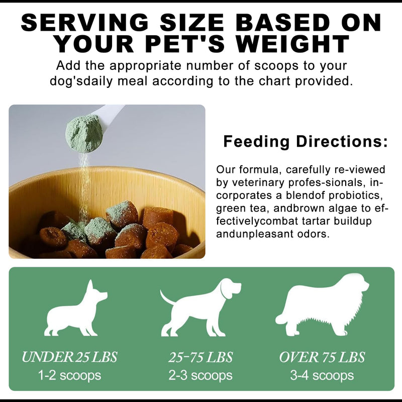 Pet Teeth Cleaning Powder, 6 oz, Dog Dental Care for Dogs & Cats Tooth Cleaning, Tartar Cleaning and Removal, Fighting Bad Breath, Oral Care, Breath Freshener