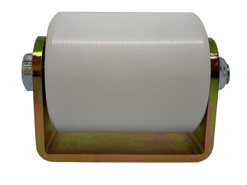 Slide Gate Guide Roller 3" White Hard Nylon UHMW Rollers with C Bracket Rear Post Welded Assembly Heavy Duty Anti Tipping Sealed Ball Bearing Sliding Rolling Gates Guider - Eagle Rollers EG097