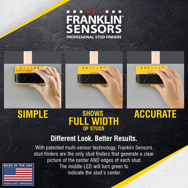 Franklin Sensors ProSensor M70 Stud Finder with 7-Sensors, Wood & Metal Stud Detector/Wall Scanner, Made in The USA Yellow
