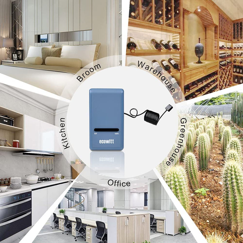 Ecowitt GW1100 Wi-Fi Weather Station Sensor Gateway with Temperature, Humidity and Atmospheric Pressure 3-in-1 Probe Sensor(1X GW1100 WiFi Gateway) GW1100BU