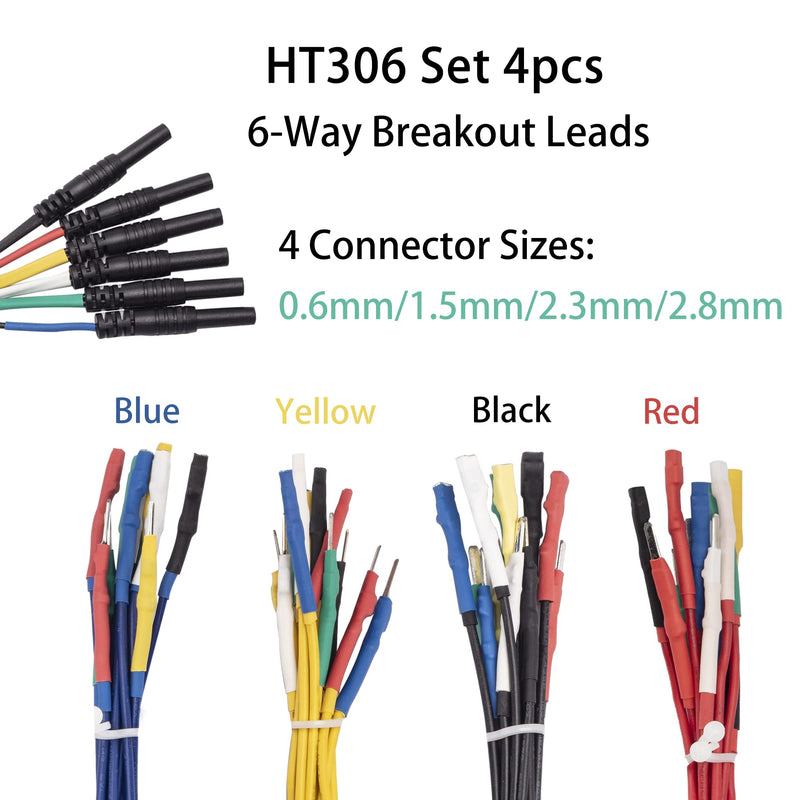 HT306 Set 6-Way Breakout Leads for Engine Diagnosis to Obtain the Signals of Sensor With 4 Connectors Sizes 0.6mm, 1.5mm, 2.3mm, and 2.8mm HT306