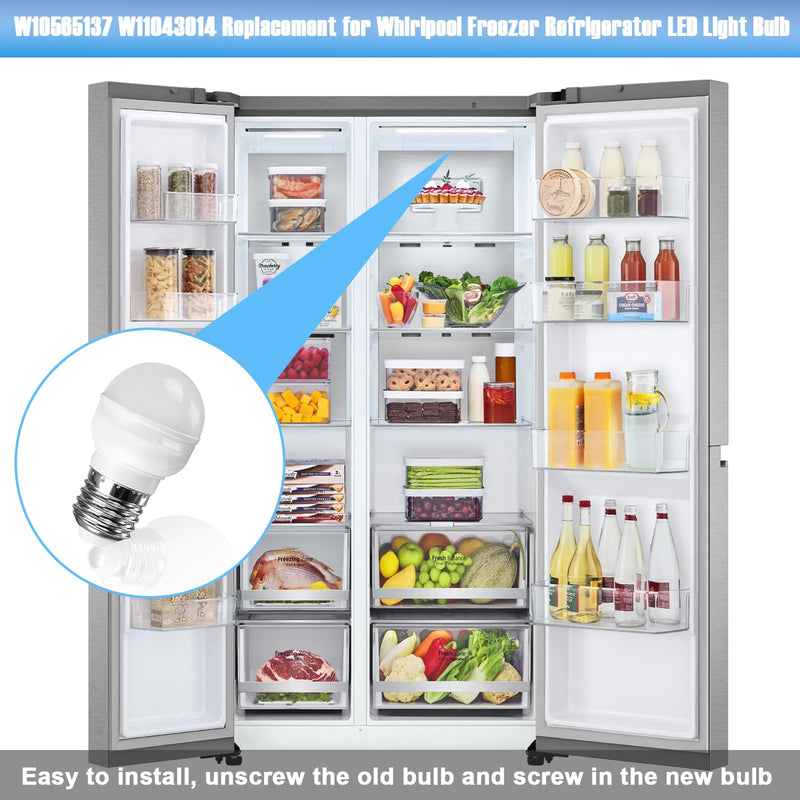 Earthtec W10565137 W11043014 Replacement for Whirlpool Freezer Refrigerator LED Light Bulb W10865849 W10837631 W10745744 W10805744 W10837631 W11338583 W11196500