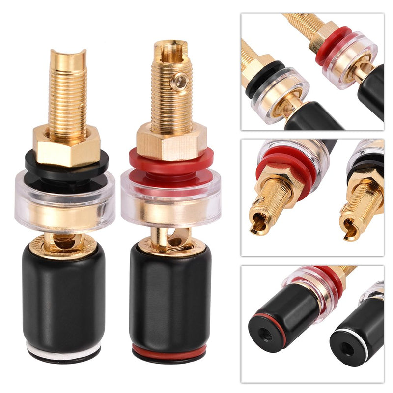 4mm Banana Plug,2 Pcs HiFi Banana Plugs, Welding Copper Terminal for 4mm Banana Socket,Black&Red Banana Jack Binding Post Replacement
