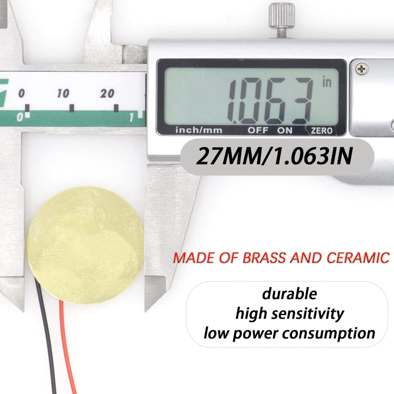 Pack of 15 Piezo Disc, 27mm Piezo Discs Transducer with 3.94inch Leads, Acoustic Contact Microphone Piezo Pickup, Piezo Elements for Drum Triggers Microphone Trigger Element CBG Guitar