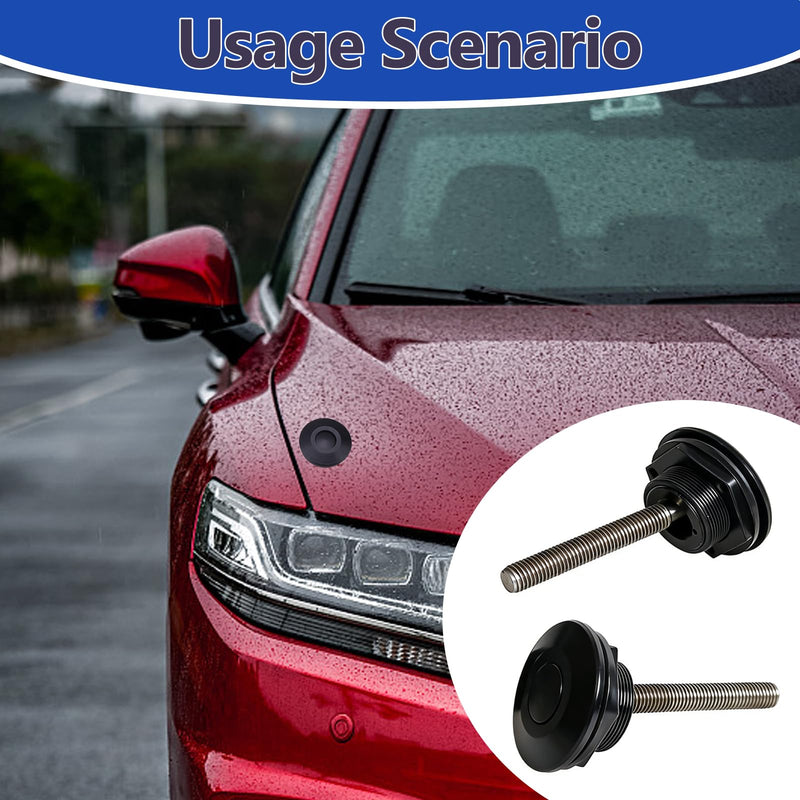 2 Pack Quick Latch Hood Pins Universal 2.44" Diameter Quick Release Latch Push Button Hood Bonnet Pins Lock Clip Kit (Black) Black 2.44"