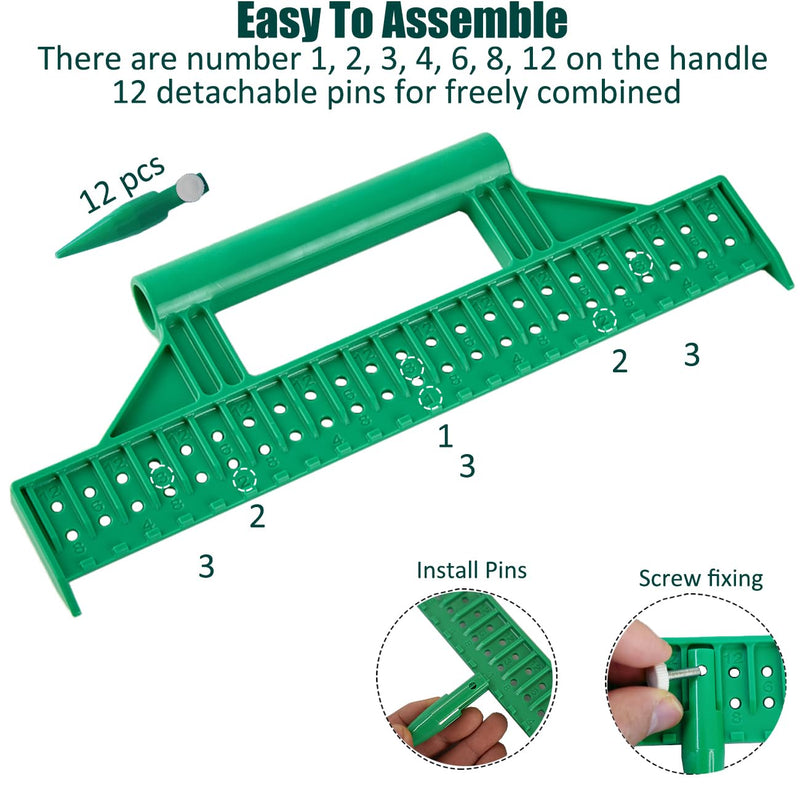Seed Dibber, Multifunctional Seed Spacer Tool, Seed-in Soil Digger Garden Spacer aid for Planting Seeds Laying Out ideally Spaced Rows (Green) Green