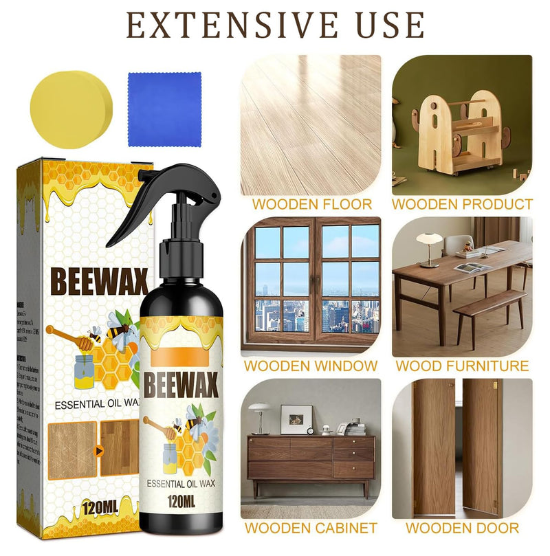 2PCS Natural Beeswax Spray, Beeswax Spray Cleaner, Beeswax Furniture Polish, The Original Beeswax Spray, Wood Seasoning Beewax For Furniture Floor, for Furniture, Floor, Tables, Cabinets 0.5 Fl Oz (Pack of 2)