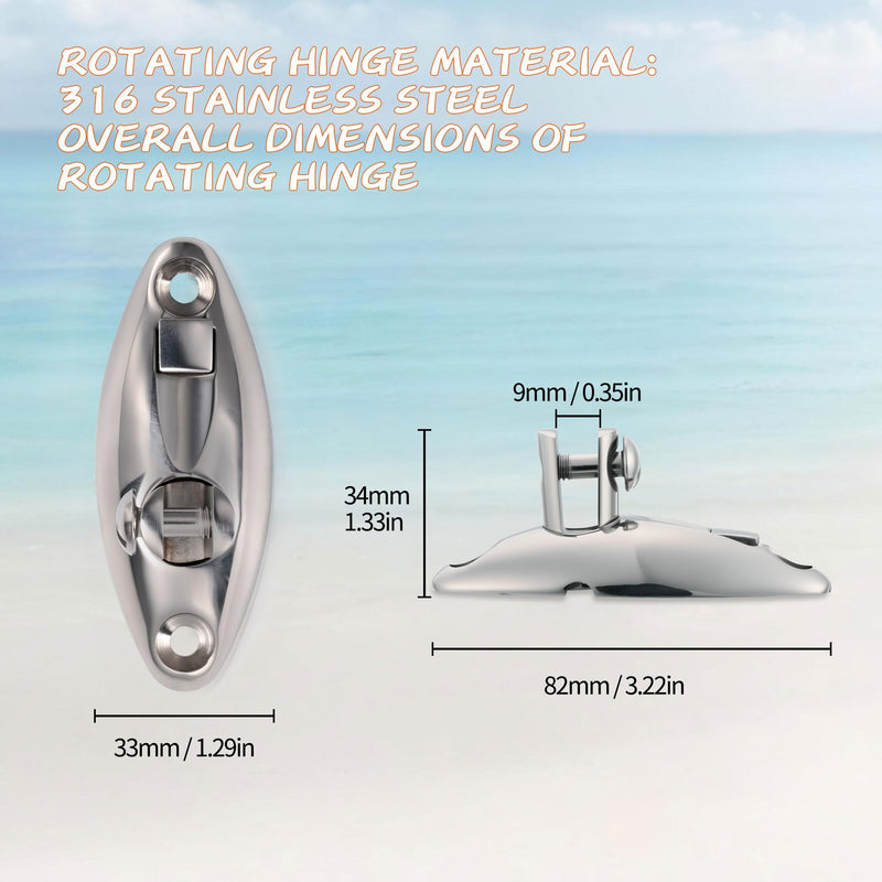Marine Grade 316 Stainless Steel Bimini Top Swivel Hinge 4 Pack | Boat Canopy Swivel Bracket with Quick Release Pin for Deck Side/Top Mount, Corrosion-Resistant Marine Hardware