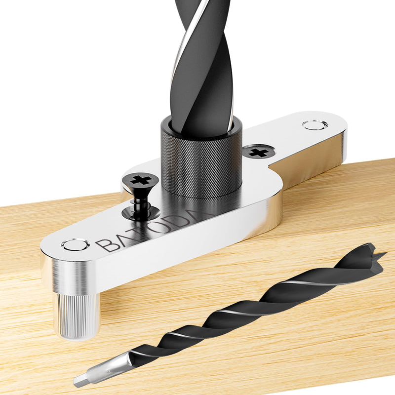 BATODA Dowel Jig Kit for Floating Shelf Bracket - 1/2 inch Drill Bit Included - Doweling Jig for Floating Shelf Hardware make Hidden Shelf Brackets for Invisible Shelves (Aluminum) Silver