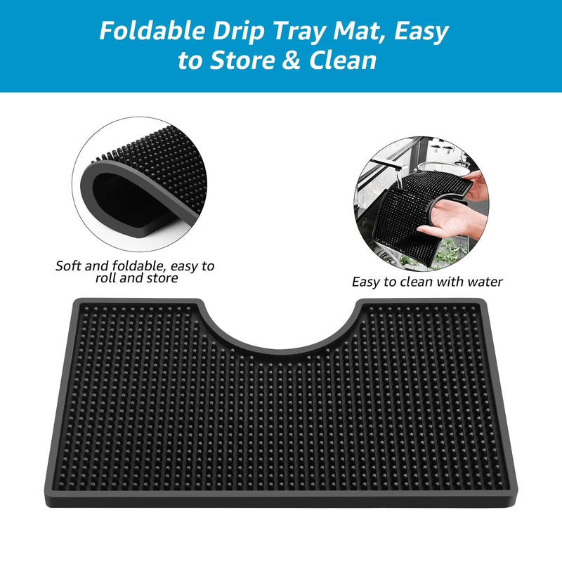 Non-Slip Beer Drip Tray Mat, 4.5'' Draft Beer Tower Flange Cutout Soft PVC Kegerator Surface Mount Beverage Bar Drip Tray