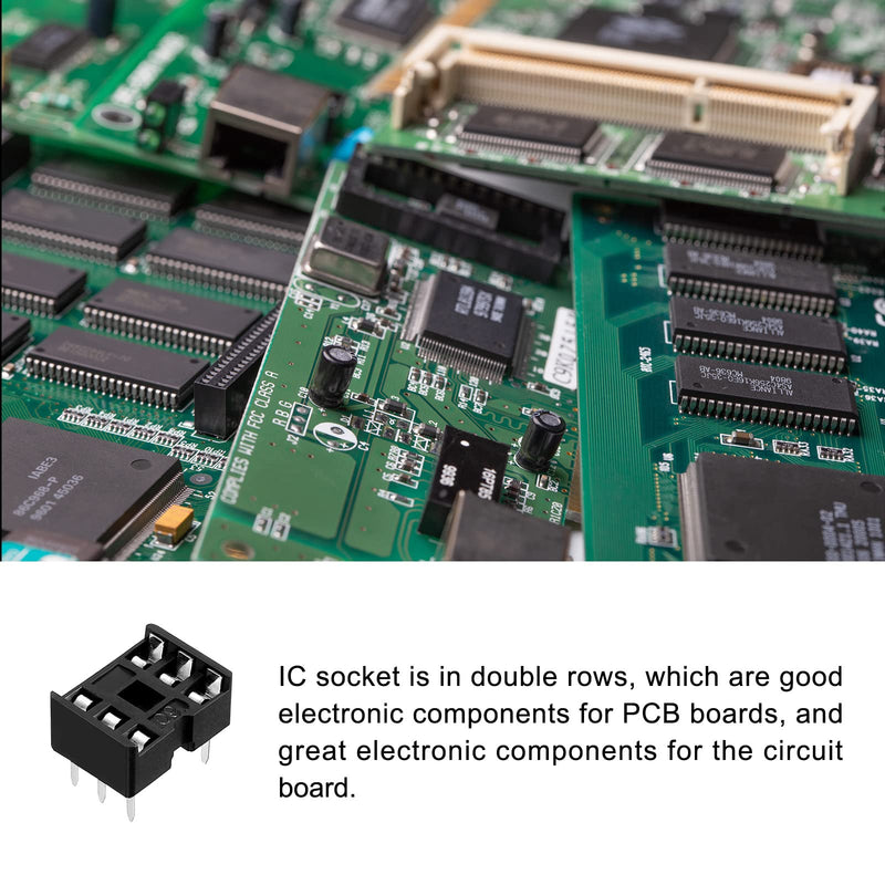 DIP IC Chip Socket Adapter Soldering [for PCB Circuit Board] - 2.54mm Pitch/6 Flat Pins/ 10 Pcs