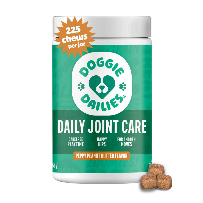 Doggie Dailies, Hip and Joint Supplement for Dogs, Glucosamine Chondroitin, Premium Hip and Joint Chews for Dogs All Breeds & Sizes, Dog Vitamins and Supplements, (Peanut Butter) 225 Chews Peanut Butter - 225 Count
