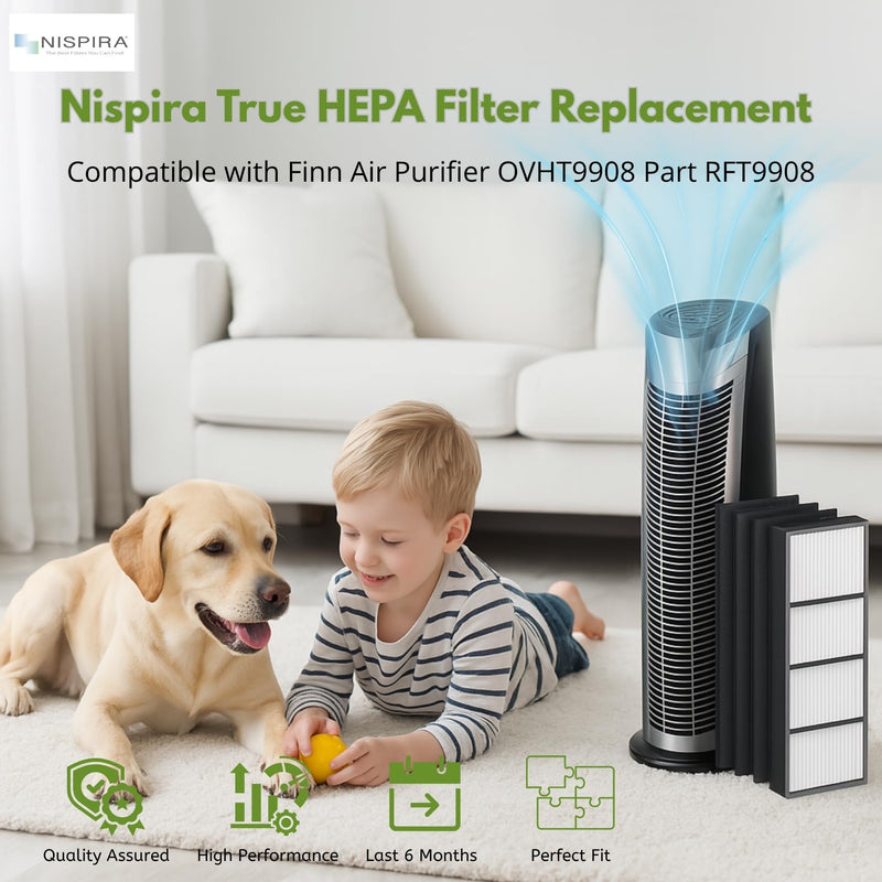 Nispira V-HEPA Replacement Filter Compatible with Finn Air Purifier OVHT9908 Part RFT9908. 1 Set 1 Count
