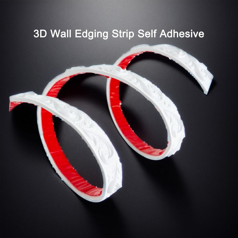 Revamp Home Decor with Self-Adhesive Flexible Wall Molding & Trim 16.5Feet x 0.8 inch - Peel and Stick Border Strips with 3D Embossed, Ideal for Bathroom Borders, Mirror Frames and More (White) White