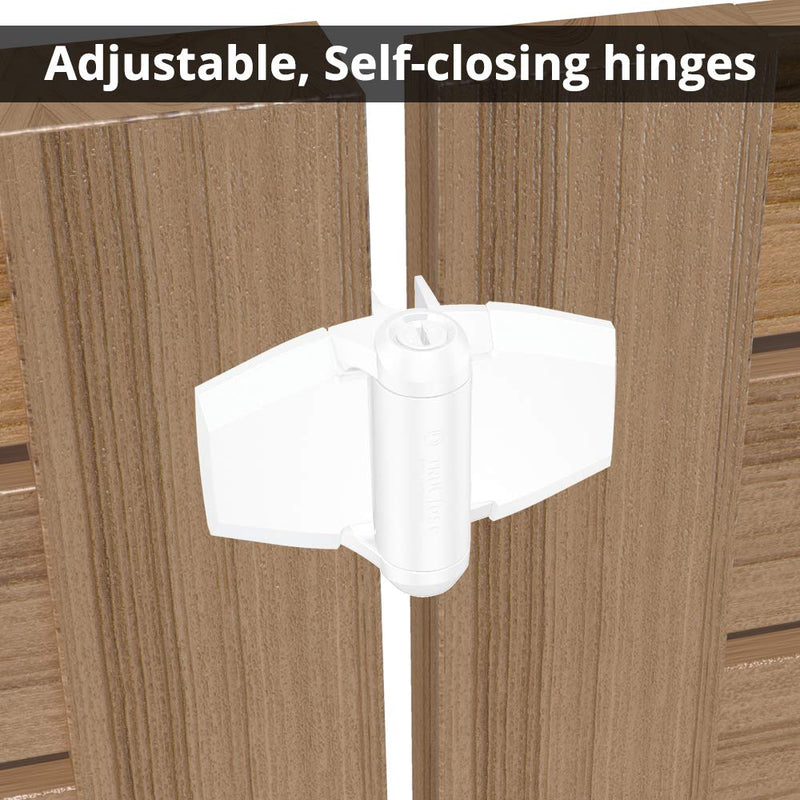 D&D Technologies TCA3L2S3WTS TruClose Regular Duty Self Closing Gate Hinge, for Wood and Vinyl Gates up to 66 Pounds, with Alignment Legs, for Square Gate Frame and Post, White, 2 Count (Pack of 2) For Wood, Vinyl Gates & Fences (Pack of 2)