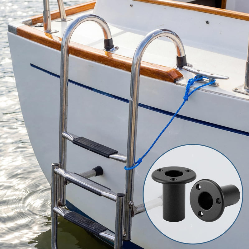 4 Pcs Folding Pontoon Ladder Insert Plugs Removable Dock Mounting Hardware Boat Replacement Parts for Marine Yacht Hook Telescoping Ladder Tube Extra Cup Mount 1 Inch